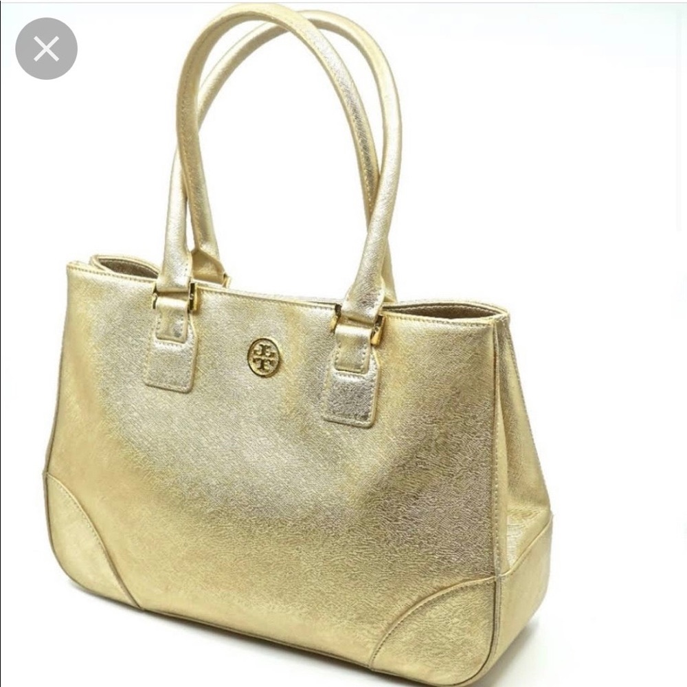 Tory Burch East West gold Robinson tote